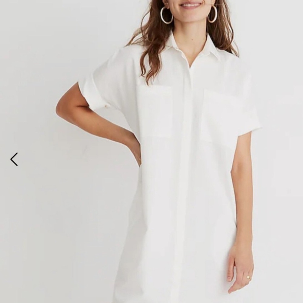 Madewell Shirt Dress, Button-down, Short Sleeve denim white, size Medium